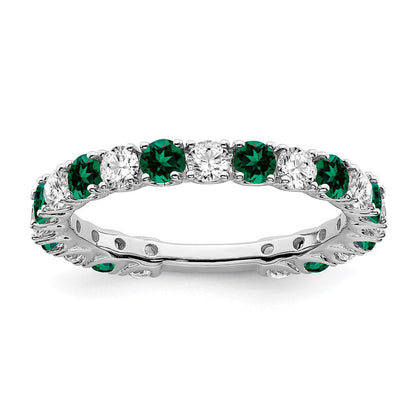 14k white gold created emerald and real diamond band rm7113 em 077 wa