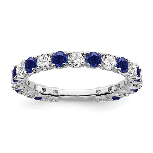 14k white gold created sapphire and real diamond band rm7113 sa 077 wa