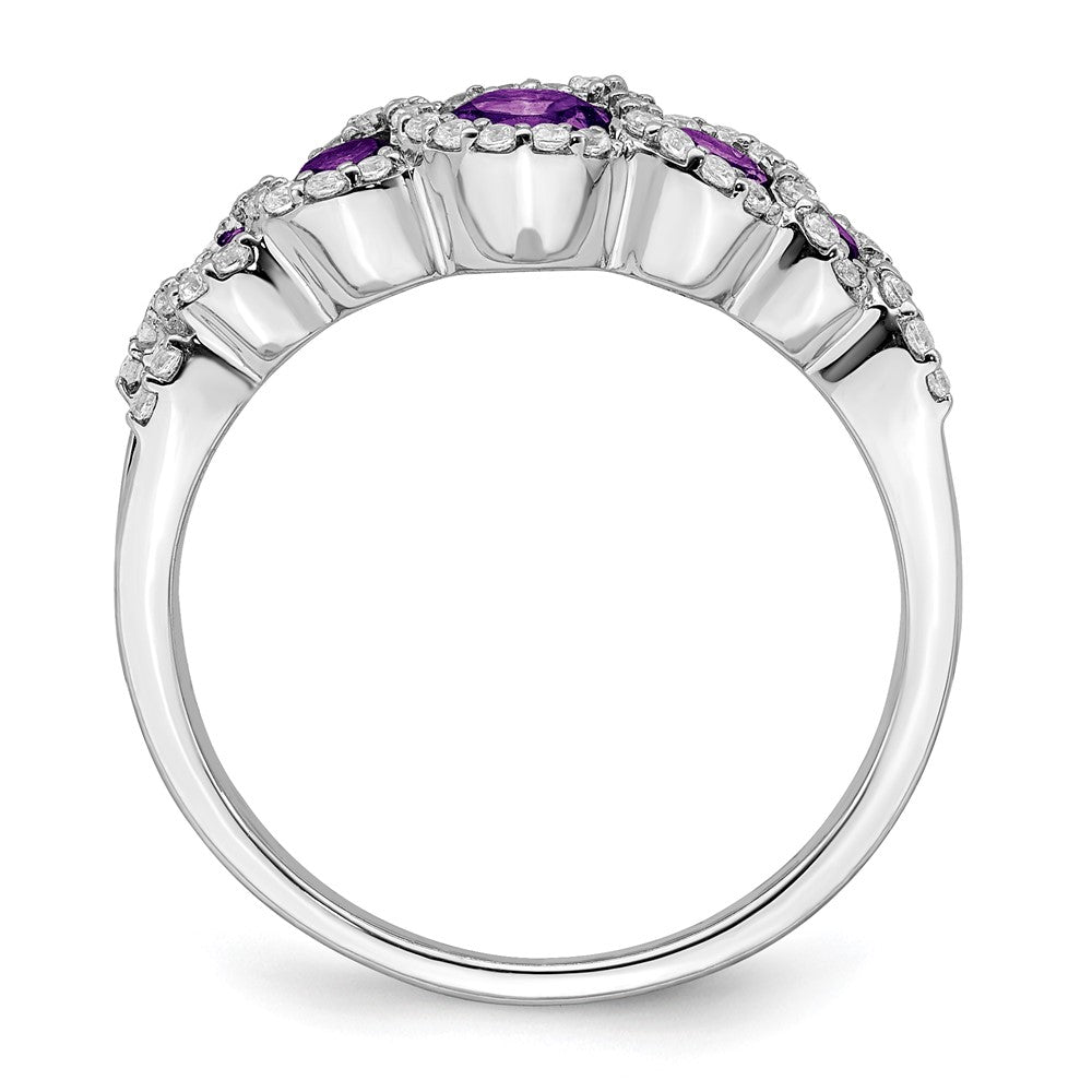 14k white gold amethyst and real diamond ring rm7115 am 025 wa