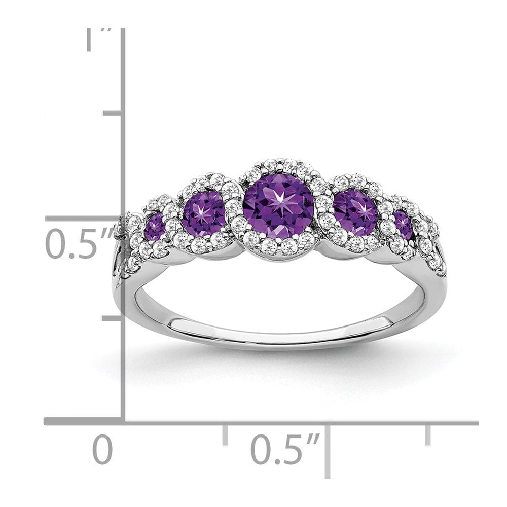 14k white gold amethyst and real diamond ring rm7115 am 025 wa