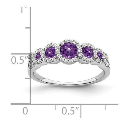 14k white gold amethyst and real diamond ring rm7115 am 025 wa