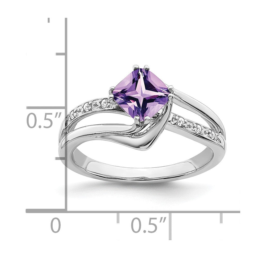 14k white gold amethyst and real diamond ring rm7116 am 004 wa