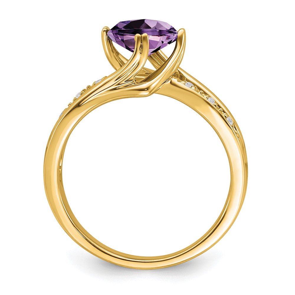 14k yellow gold amethyst and real diamond ring rm7116 am 004 ya