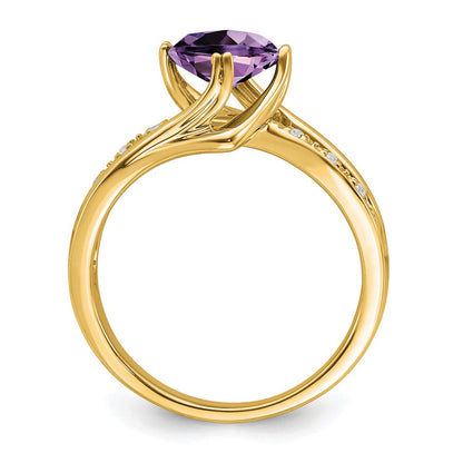 14k yellow gold amethyst and real diamond ring rm7116 am 004 ya