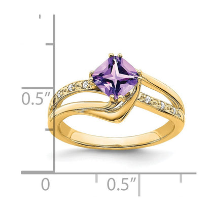 14k yellow gold amethyst and real diamond ring rm7116 am 004 ya