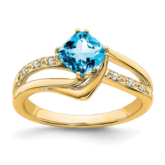 14k yellow gold blue topaz and real diamond ring rm7116 bt 004 ya