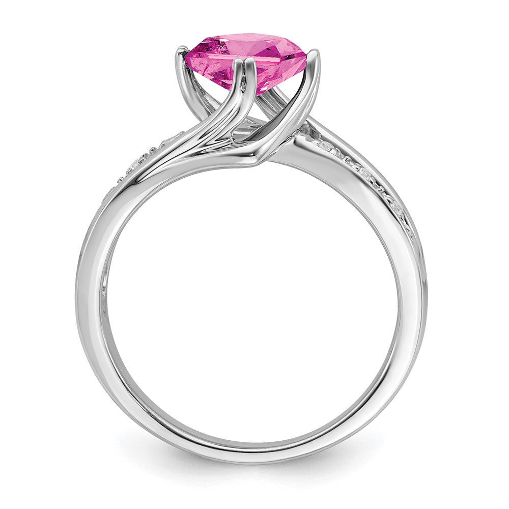 14k white gold created pink sapphire and real diamond ring rm7116 cps 004 wa