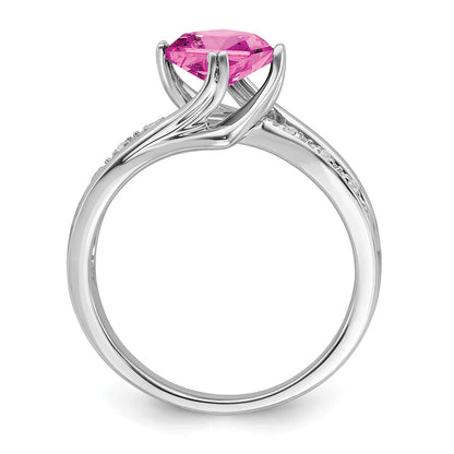 14k white gold created pink sapphire and real diamond ring rm7116 cps 004 wa