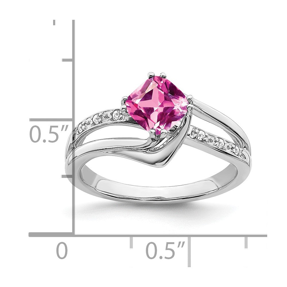14k white gold created pink sapphire and real diamond ring rm7116 cps 004 wa