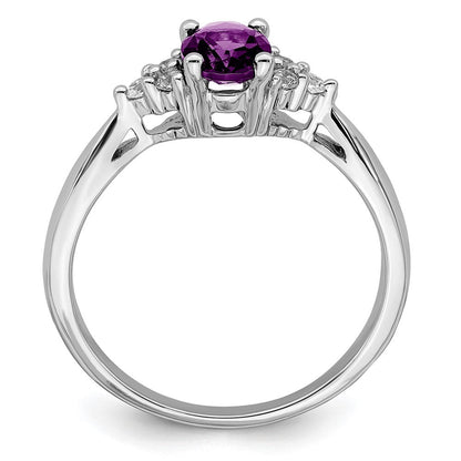 14k white gold amethyst and real diamond ring rm7118 am 012 wa