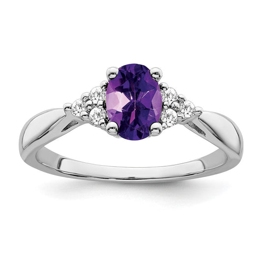 14k white gold amethyst and real diamond ring rm7118 am 012 wa