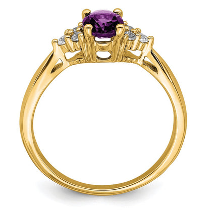 14k yellow gold amethyst and real diamond ring rm7118 am 012 ya