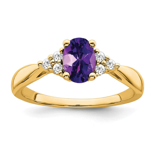 14k yellow gold amethyst and real diamond ring rm7118 am 012 ya