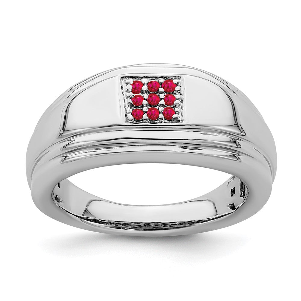 14k White Gold Ruby Mens Ring