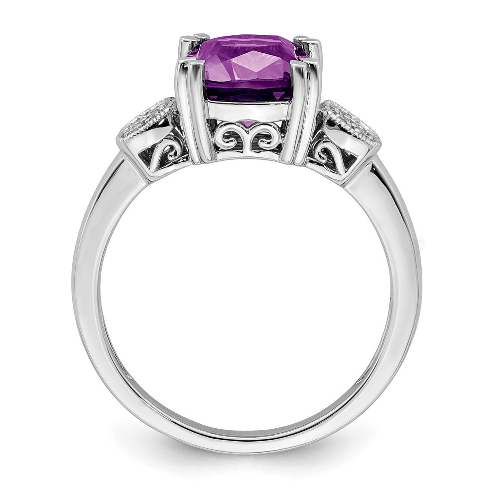 14k white gold amethyst and real diamond ring rm7130 am 006 wa