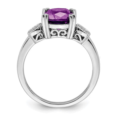 14k white gold amethyst and real diamond ring rm7130 am 006 wa