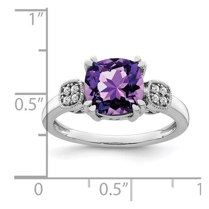 14k white gold amethyst and real diamond ring rm7130 am 006 wa