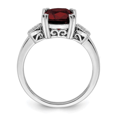 14k white gold garnet and real diamond ring rm7130 ga 006 wa