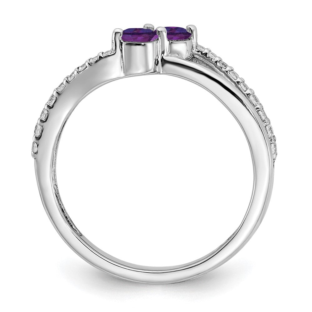 14k white gold amethyst and real diamond 2 stone ring rm7142 am 016 wa