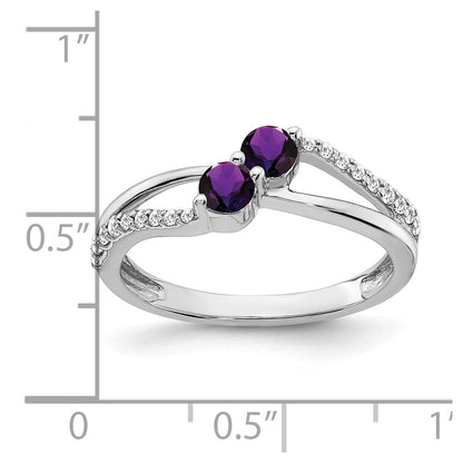 14k white gold amethyst and real diamond 2 stone ring rm7142 am 016 wa