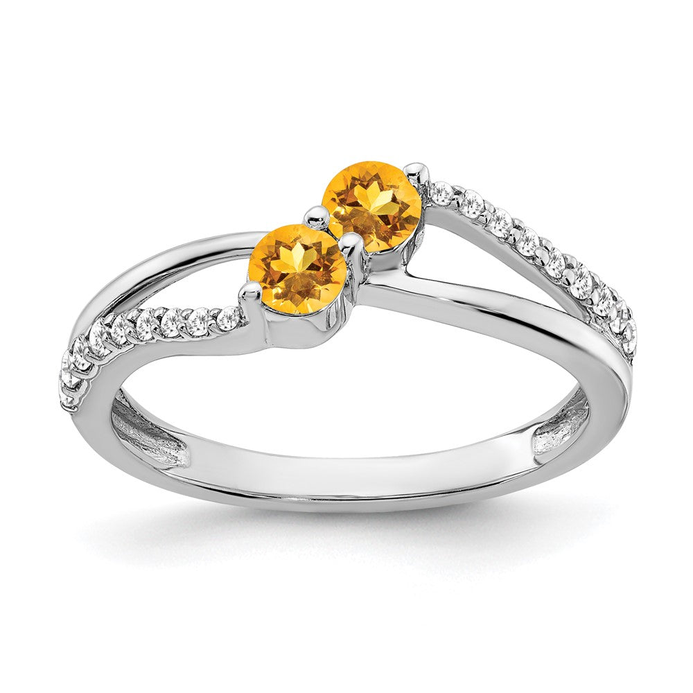 14k white gold citrine and real diamond 2 stone ring rm7142 ci 016 wa