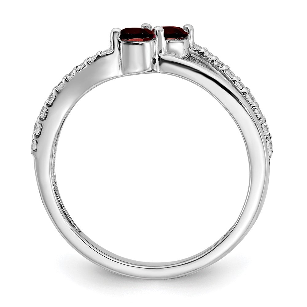 14k white gold garnet and real diamond 2 stone ring rm7142 ga 016 wa