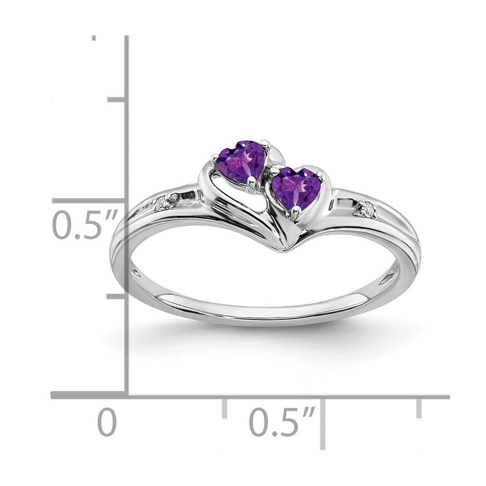 14k white gold amethyst and real diamond 2 stone heart ring rm7149 am 001 wa
