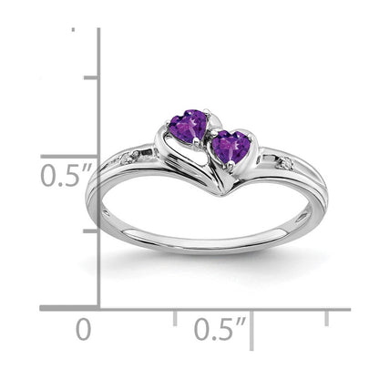 14k white gold amethyst and real diamond 2 stone heart ring rm7149 am 001 wa