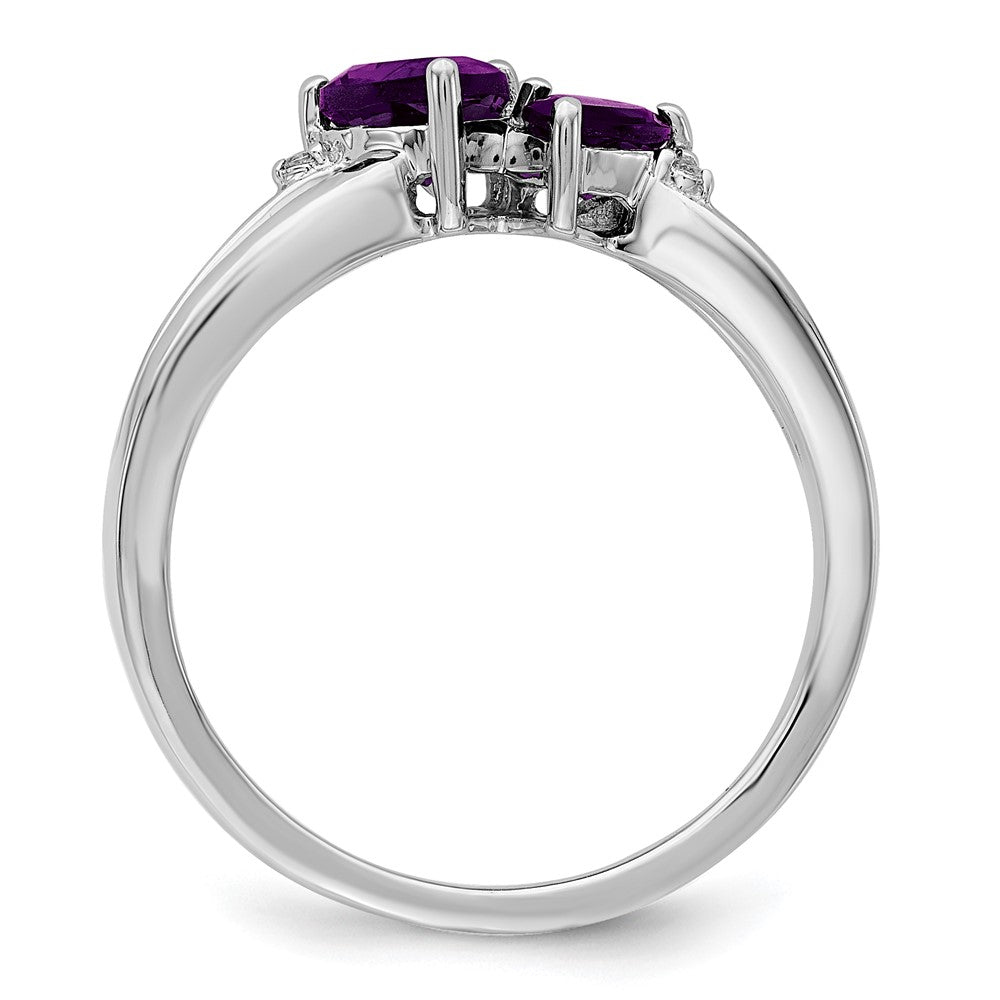 14k white gold amethyst and real diamond 2 stone heart ring rm7150 am 001 wa