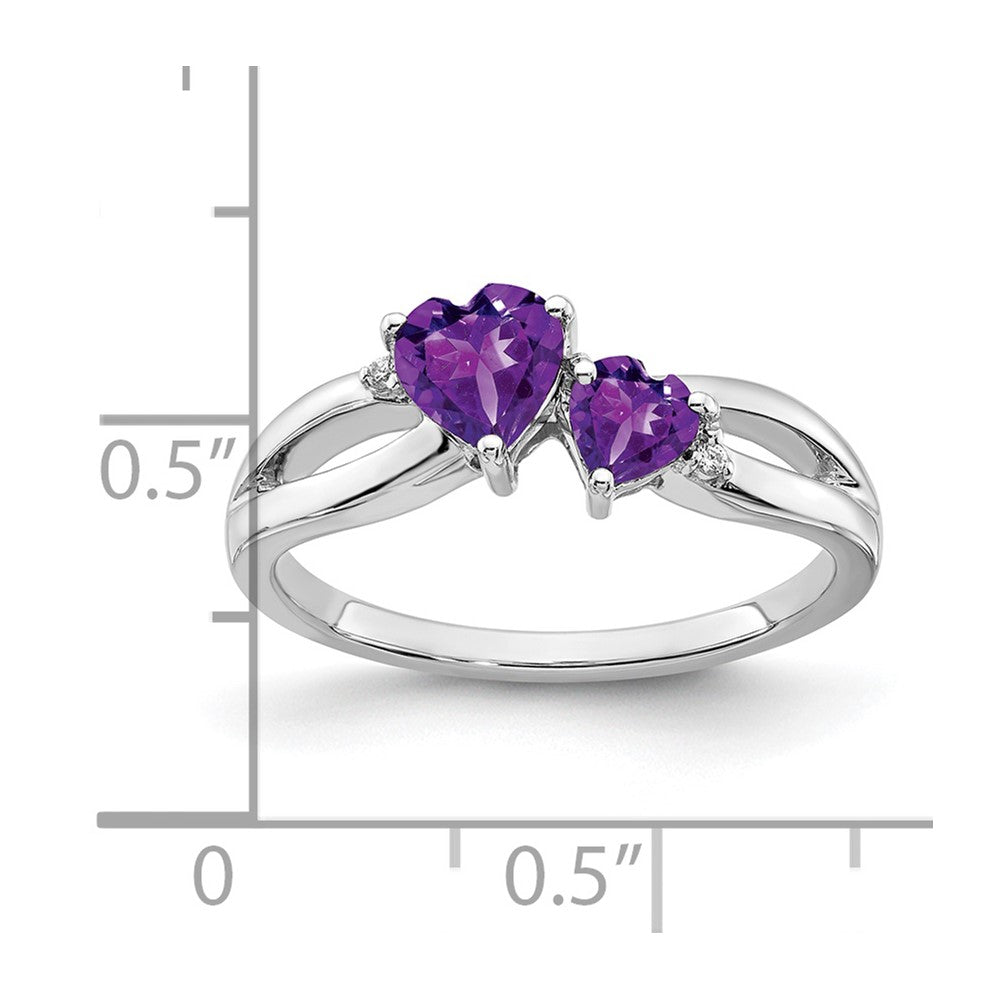 14k white gold amethyst and real diamond 2 stone heart ring rm7150 am 001 wa