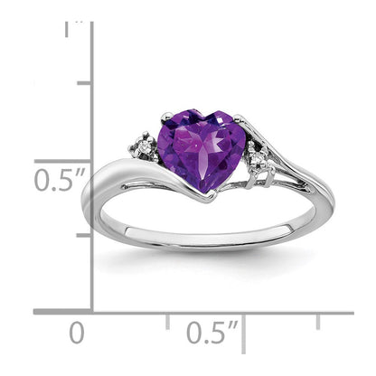 14k white gold amethyst and real diamond heart ring rm7151 am 001 wa