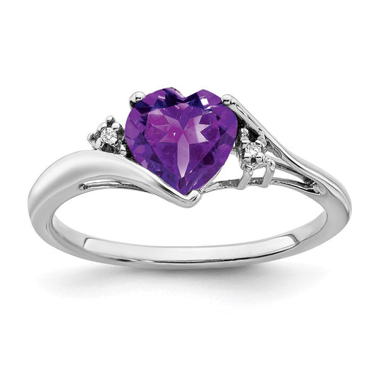 14k white gold amethyst and real diamond heart ring rm7151 am 001 wa