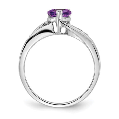 14k white gold amethyst and real diamond heart ring rm7152 am 003 wa