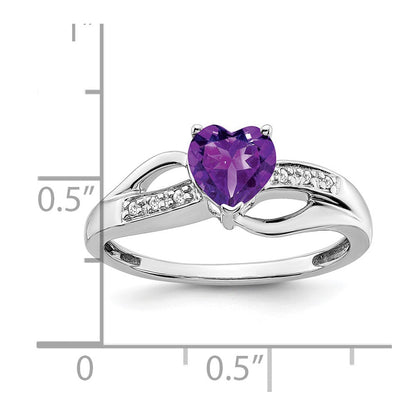 14k white gold amethyst and real diamond heart ring rm7152 am 003 wa