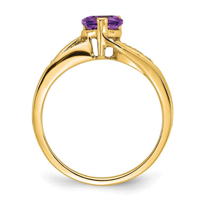 14k yellow gold amethyst and real diamond heart ring rm7152 am 003 ya
