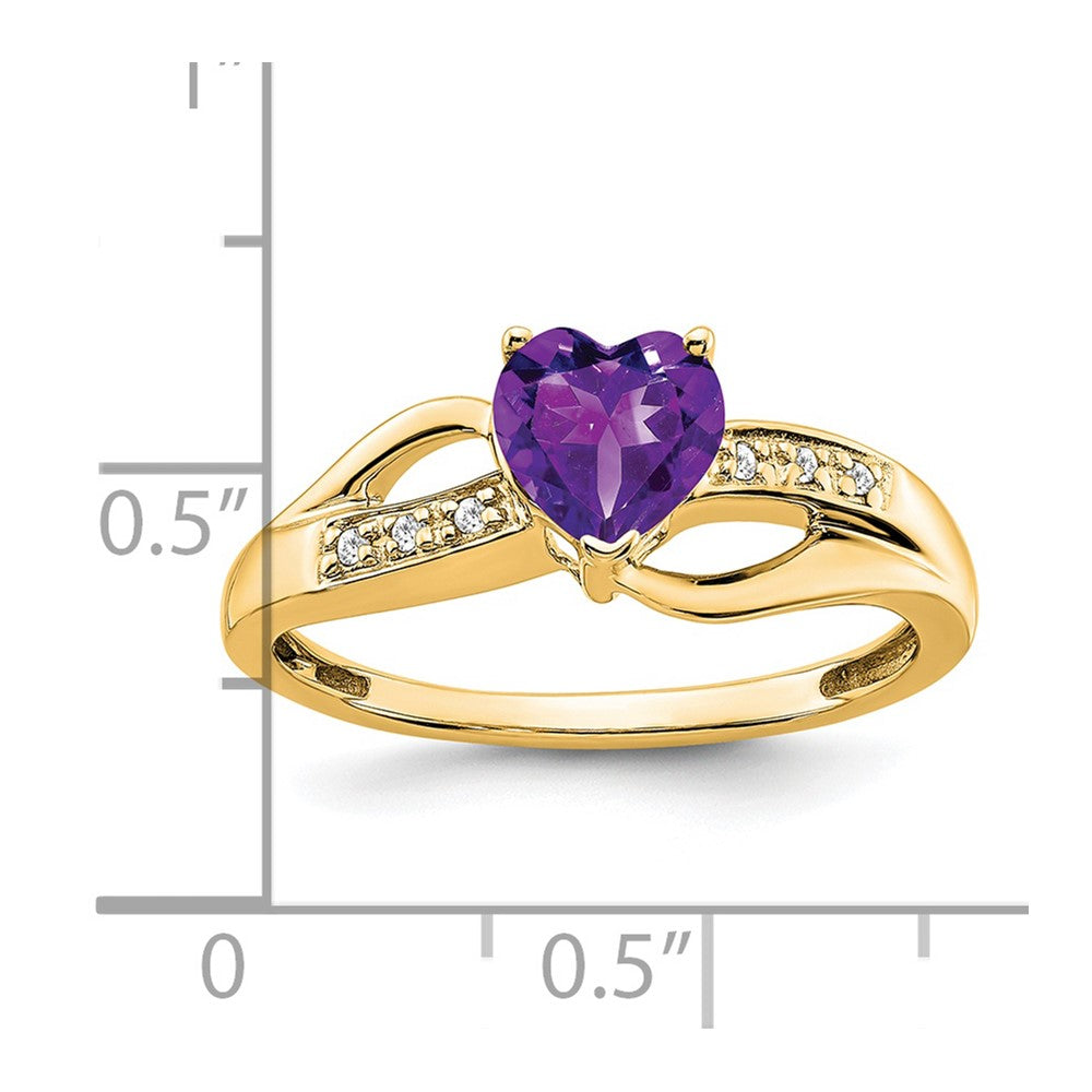 14k yellow gold amethyst and real diamond heart ring rm7152 am 003 ya