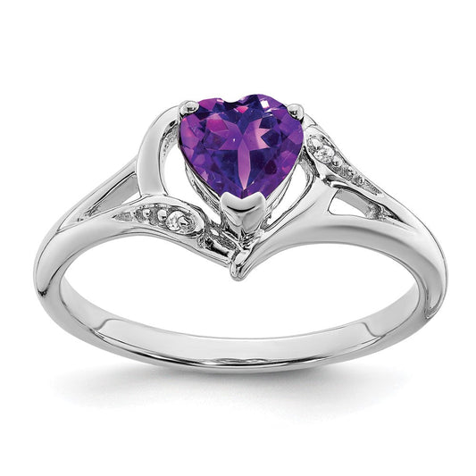14k white gold amethyst and real diamond heart ring rm7153 am 001 wa