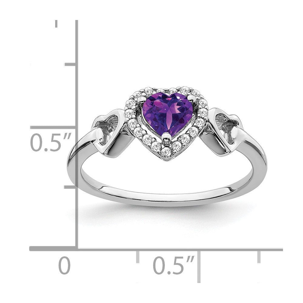 14k white gold amethyst and real diamond heart ring rm7154 am 009 wa