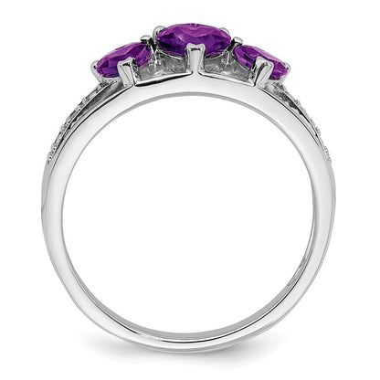 14k white gold amethyst and real diamond heart ring rm7155 am 001 wa