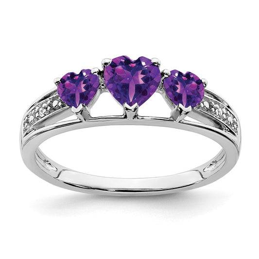 14k white gold amethyst and real diamond heart ring rm7155 am 001 wa