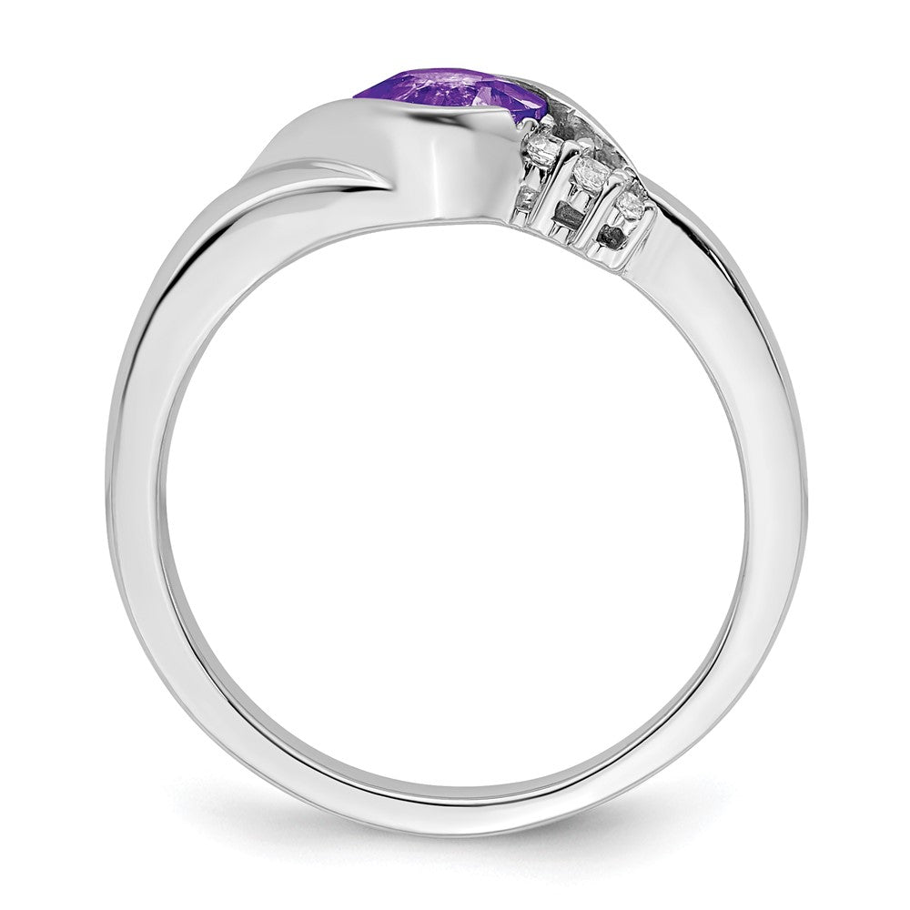 14k white gold amethyst and real diamond ring rm7156 am 006 wa