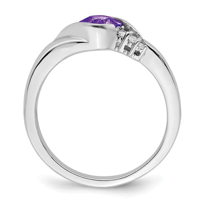 14k white gold amethyst and real diamond ring rm7156 am 006 wa