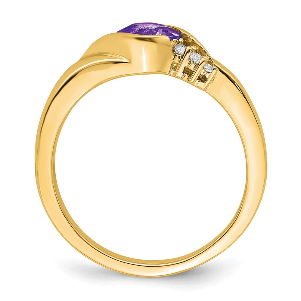 14k yellow gold amethyst and real diamond ring rm7156 am 006 ya