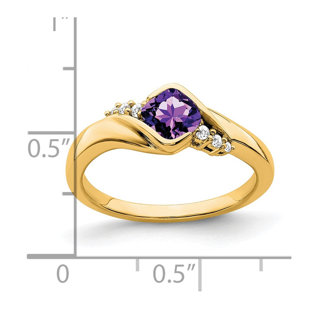 14k yellow gold amethyst and real diamond ring rm7156 am 006 ya