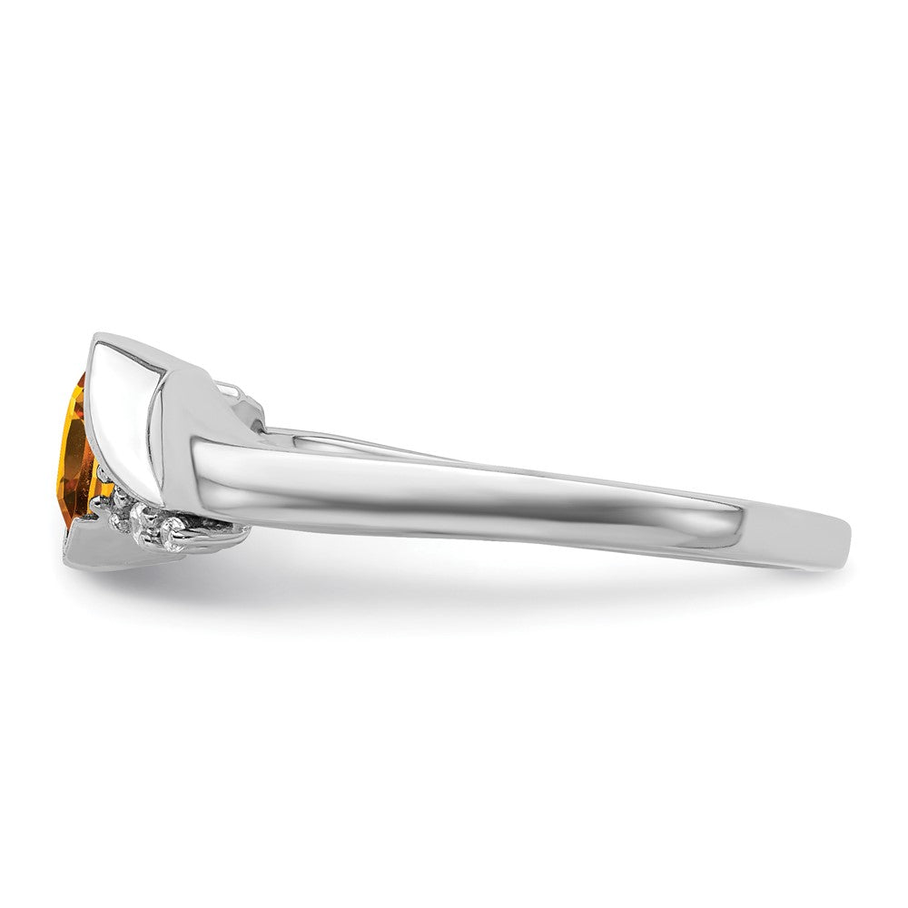 Solid 14k White Gold Simulated Citrine and CZ Ring