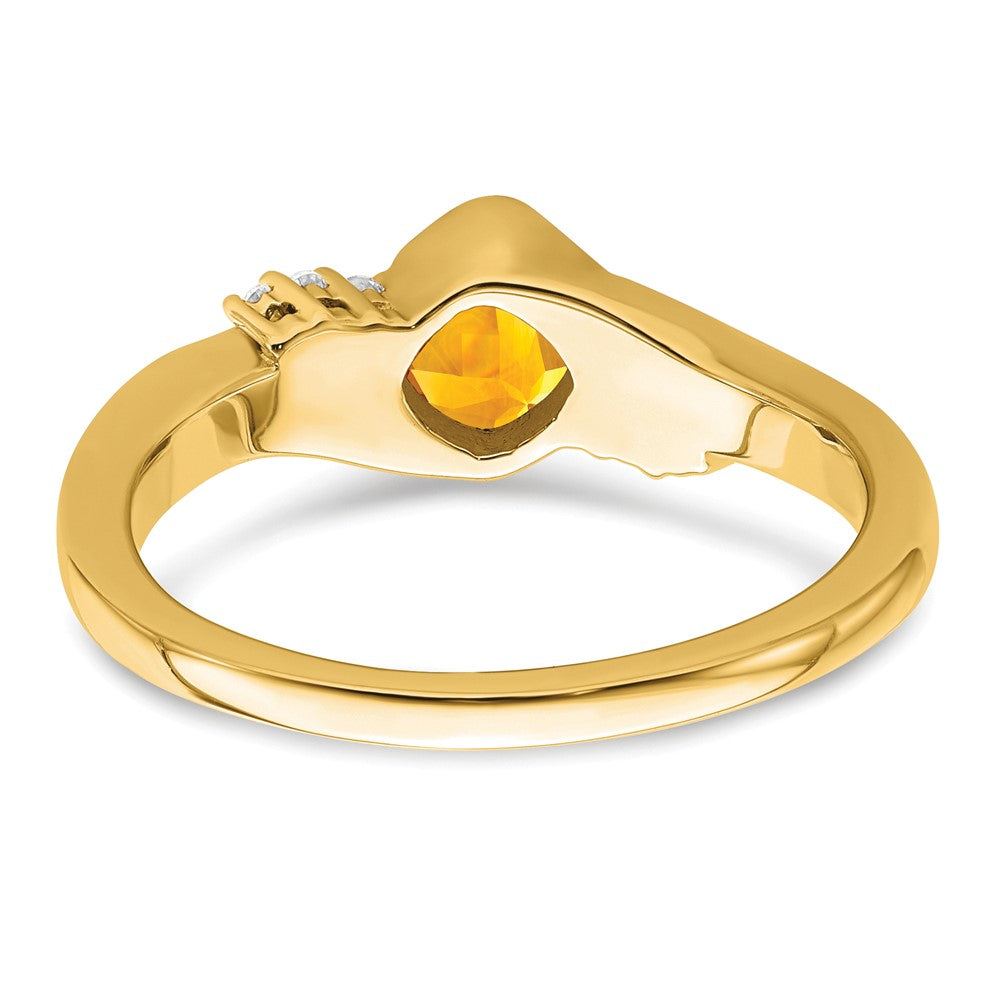 Solid 14k Yellow Gold Simulated Citrine and CZ Ring
