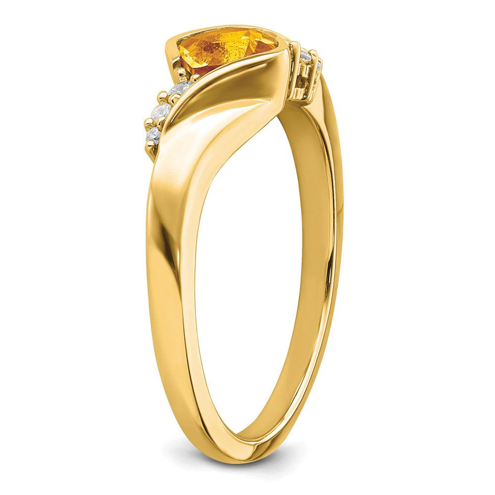 Solid 14k Yellow Gold Simulated Citrine and CZ Ring