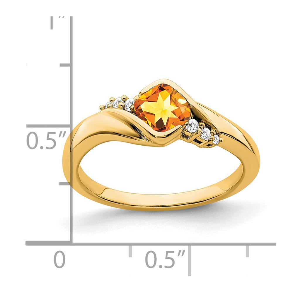 Solid 14k Yellow Gold Simulated Citrine and CZ Ring
