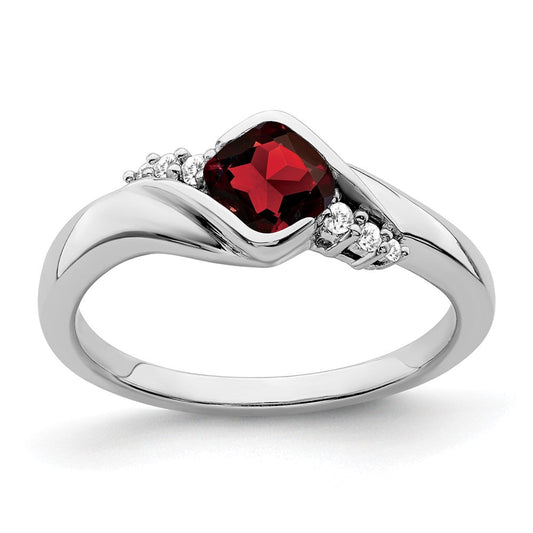 14k white gold garnet and real diamond ring rm7156 ga 006 wa