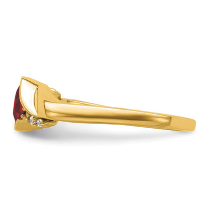 Solid 14k Yellow Gold Simulated Garnet and CZ Ring